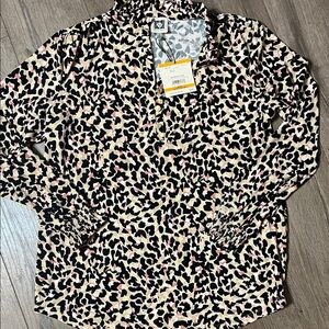 Anne Klein Leopard Print Long Sleeve Top